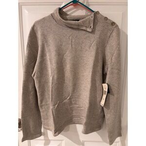 Lauren Ralph Lauren Womens XL Herringbone Silk Cashmere Button Shoulder Sweater
